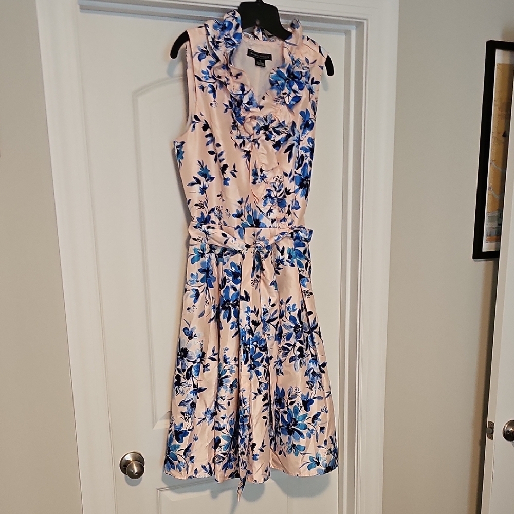 Jessica Howard Pink Floral Midi Dress with Blue Print